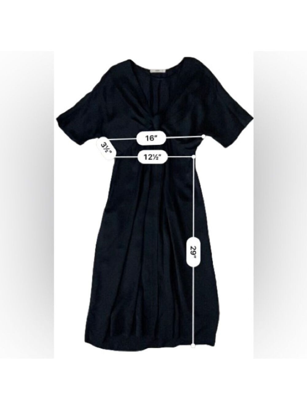 Prada Deep V Dolman Sleeved Black Midi Dress Size 40 - Picture 5 of 9
